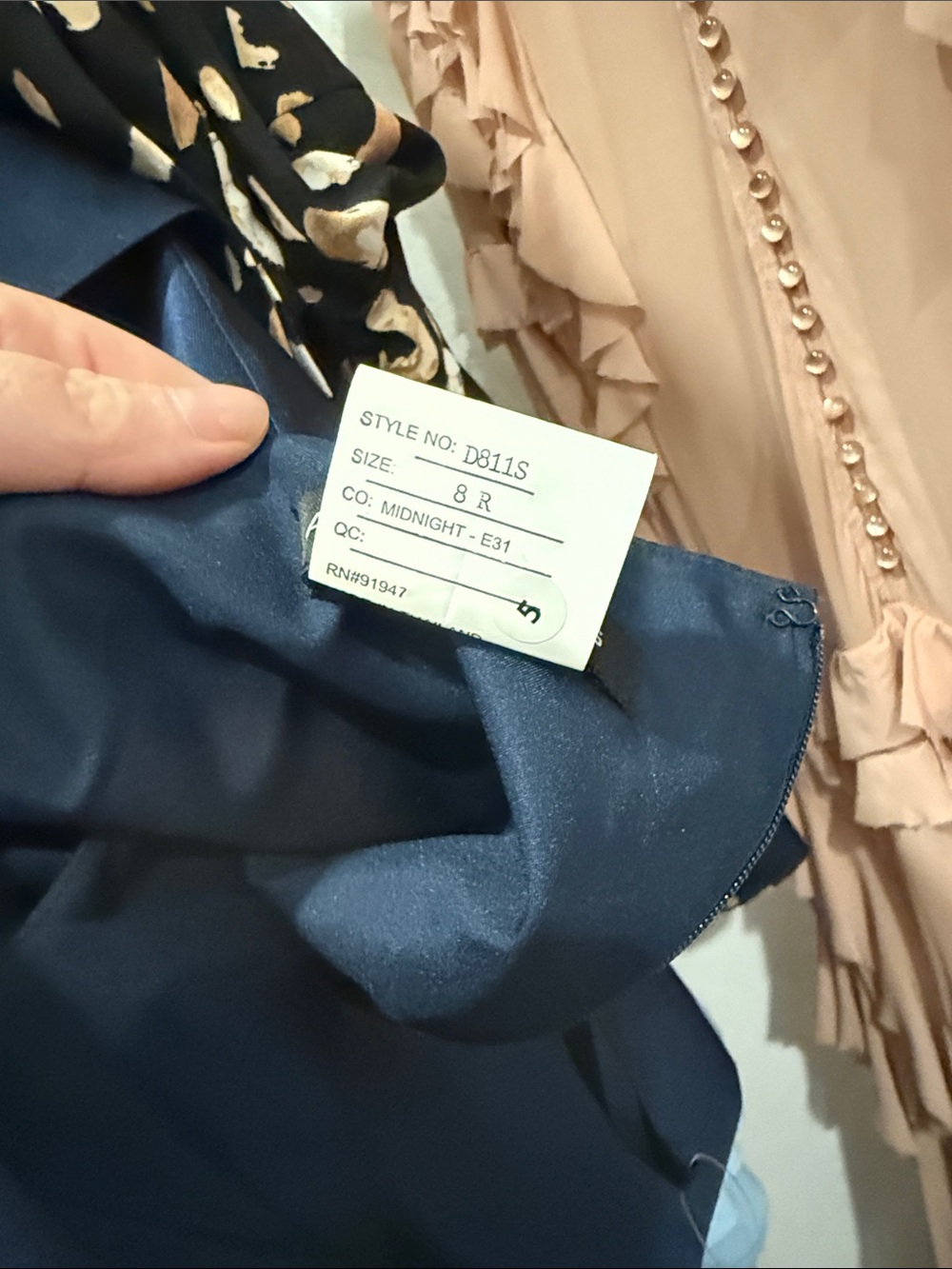 ALFRED SUNG Midnight Blue Satin Prom Dress